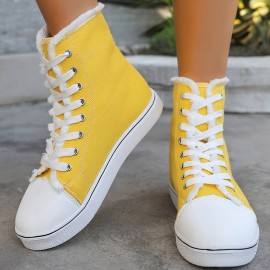 Women's High-Top Sneakers - 4 Colors (Black/White/Light Grey/Dark Brown) | Breathable Upper with Frayed Lace Edges | All-Season Round Toe Design | Cushioned PU Sole | Casual & Semi-Formal Wear | Hand Washable Everyday Shoes