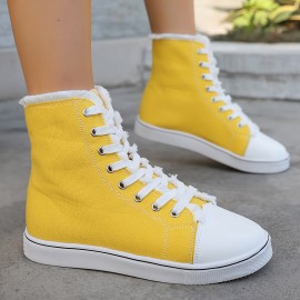 Women's High-Top Sneakers - 4 Colors (Black/White/Light Grey/Dark Brown) | Breathable Upper with Frayed Lace Edges | All-Season Round Toe Design | Cushioned PU Sole | Casual & Semi-Formal Wear | Hand Washable Everyday Shoes