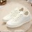 Women's Lightweight Flat Shoes - Slip-On Flats with Cushioned Insole, Soft PU Lining - Pastel Pink/White/ - Everyday & Formal - All-Season Comfortable Casual Shoes, Comfy Shoes