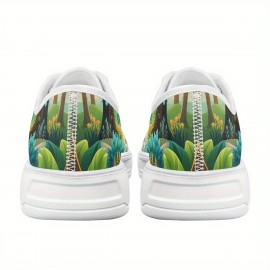 Unisex Hedgehog Print Low-Top Canvas Sneakers - Breathable Comfortable Walking Shoes with EVA Sole, Machine Washable for Hiking, Travel & Daily Wear