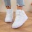 Women's White High-Top Sneakers - Glossy Synthetic Cover Upper, Arch Support & Cushioned EVA Sole, All-Season Round-Toe Lace-Up Ankle Boots for Casual, Office, Casual Attire - Comfortable & Versatile White Sneakers with White Laces, Minimalist White Design, All-Season Versatile Style, Ideal for Urban Commuting & Christmas Gifts (Hand Washable), Casual Footwear, Sleek Design, Breathable Fabric Lining, Durable Construction, Gift Shoppers, Office Professionals