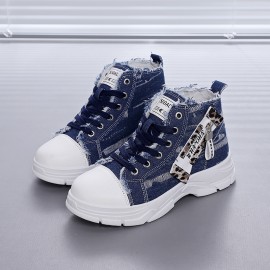 Women'S Chunky Platform Sneakers - Lace-Up High-Top Shoes with Non-Slip Rubber Sole, All-Season Casual Shoes for Everyday & Formal Outfits - Durable Canvas Upper & Cushioned Insole - Easy-Clean White Shoes for Women, Ladies Sneakers, Versatile Footwear, Trendy Footwear, Comfortable Fit, Fashionconscious Buyers, Streetwear Style, Breathable Fabric, Fashionconscious Women, Shoe For Women, Sneaker For Women