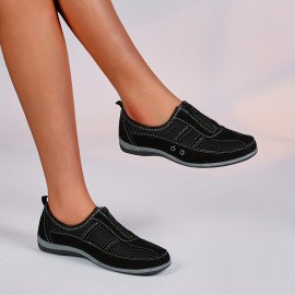 Women's Slip-On Shoes - Easy Slip Closure, Lightweight Cushioned TPR Sole - Black Casual Everyday & Formal Shoes - All-Purpose Walking, Running, Office Footwear - Breathable Summer Sneakers, Sleek Slipon, Flexible Comfort, Minimalist Design, Durable Construction, Lifestyle