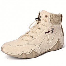 Trendy Soft Sole Non-slip Sneakers - Women's Solid Color Lace Up Flat Wear-resistant Shoes plus size