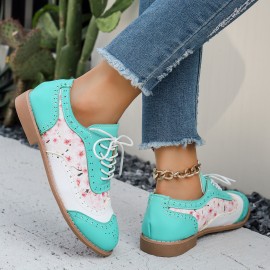 Women's Large Size Brogue Lace-Up Shoes - Vibrant Purple/Pink/Green/Black/Golden/Blue/Pinkish-Purple/Greenish-Purple, Round Toe Low-Top Ankle Boots with PU/PVC Sole, All-Season Casual & Formal Dress Shoes for Everyday & Special Occasions, Comfortable & Durable with EVA/Rubber Insole, PVC Lining, and Stylish Brogue Detailing for a Chic Look, Extra Wide Width Shoes for Women, Womens Casual Sneakers, Wide Fit Shoes for Women Plus Size, Coloured Sneakers for Women,
