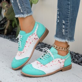 Women's Large Size Brogue Lace-Up Shoes - Vibrant Purple/Pink/Green/Black/Golden/Blue/Pinkish-Purple/Greenish-Purple, Round Toe Low-Top Ankle Boots with PU/PVC Sole, All-Season Casual & Formal Dress Shoes for Everyday & Special Occasions, Comfortable & Durable with EVA/Rubber Insole, PVC Lining, and Stylish Brogue Detailing for a Chic Look, Extra Wide Width Shoes for Women, Womens Casual Sneakers, Wide Fit Shoes for Women Plus Size, Coloured Sneakers for Women,