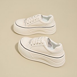 Women'S Chunky Platform Sneakers - Breathable EVA Upper, White & Black Casual Shoes with 