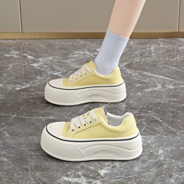 Women'S Chunky Platform Sneakers - Breathable EVA Upper, White & Black Casual Shoes with 