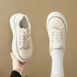 Women'S Chunky Platform Sneakers - Breathable EVA Upper, White & Black Casual Shoes with 