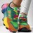 Women'S Bold Red to Gradient Sneakers - Lace-Up Low-Top Shoes with Thick Cushioned MD Sole, Breathable Fabric Upper - All-Season Everyday & Formal Shoes in Green, Yellow, Orange, Pink, Purple, Blue, Teal, - Non-Slip Outfit Staple for Women, Versatile Footwear, Vibrant Design, Comfortable Fit, Fashion Enthusiasts, Style Conscious Consumers, Small Clear Boxes & Packages, Clear And Transparent Boxes, Thick Cushioned Shoes, Multi Color Styles, Non