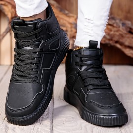 [Black High-Top Sneakers] Black Synthetic Women's High-Top Casual Sneakers | EVA Sole & Breathable Fabric Lining | All-Season Comfort for Casual Attire