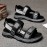 Men'S Lightweight Non-Slip Casual Sandals - Breathable Microfiber with Adjustable Straps, Black & Green Two-Way Slides for Beach, Outdoor, and Everyday Wear, Strappy Sandals