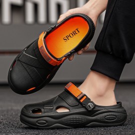 Men's Summer Slip-On Sandals with EVA Sole - Comfortable Beach Shoes for Driving & Casual Wear, White with Green Accents, Breathable Design, Easy On/Off, Durable & Stylish, Summer Sandals