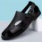 Men's Solid Color Close Toe Sandals, Comfy Non Slip Split Cow Leather Upper Rubber Sole Walking Shoes, Men's Summer Footwear