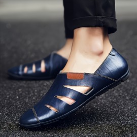[Breathable Men's Sandals] Men's Lightweight Breathable Sandals with Adjustable Buckle Straps | Slip-Resistant Rubber Sole, Beach & Casual Dress Shoes for Summer, Black, Formal Footwear, Sleek Shoe Design, Comfortable Insole