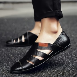 [Breathable Men's Sandals] Men's Lightweight Breathable Sandals with Adjustable Buckle Straps | Slip-Resistant Rubber Sole, Beach & Casual Dress Shoes for Summer, Black, Formal Footwear, Sleek Shoe Design, Comfortable Insole