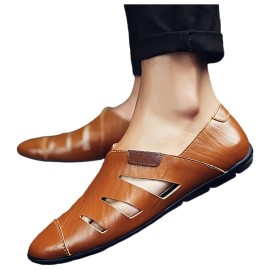[Breathable Men's Sandals] Men's Lightweight Breathable Sandals with Adjustable Buckle Straps | Slip-Resistant Rubber Sole, Beach & Casual Dress Shoes for Summer, Black, Formal Footwear, Sleek Shoe Design, Comfortable Insole