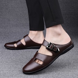 Men'S Stylish Summer Sandals - Comfortable Lightweight Soft Sole, Faux Upper with Adjustable Buckle Strap, Open Toe Design, Black & Brown Options, Beach Shoes for Men, Available in Sizes 37-46