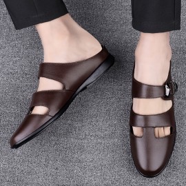 Men'S Stylish Summer Sandals - Comfortable Lightweight Soft Sole, Faux Upper with Adjustable Buckle Strap, Open Toe Design, Black & Brown Options, Beach Shoes for Men, Available in Sizes 37-46