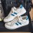 Men'S Summer Low-Top Casual Sneakers - White & Navy Blue Striped Design, Breathable Fabric Lining, Durable Faux Sole, Lace-Up Round Toe for Casual Attire, Streetwear Shoes | Stylish Stripes | Comfortable Fit