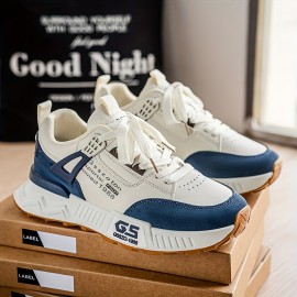 Men's Non-Slip Sneakers - Slip-Resistant Cushioned Platform, All-Terrain Traction for Gym, Running, Casual - Low-Top Sneakers Black/Gray/ - PU Upper & PVC Sole - Lace-Up Athletic Footwear, Outdoor Activities, Streetwear Style, Breathable Lining, Versatile Kicks, Fitness Enthusiasts