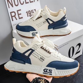 Men's Non-Slip Sneakers - Slip-Resistant Cushioned Platform, All-Terrain Traction for Gym, Running, Casual - Low-Top Sneakers Black/Gray/ - PU Upper & PVC Sole - Lace-Up Athletic Footwear, Outdoor Activities, Streetwear Style, Breathable Lining, Versatile Kicks, Fitness Enthusiasts