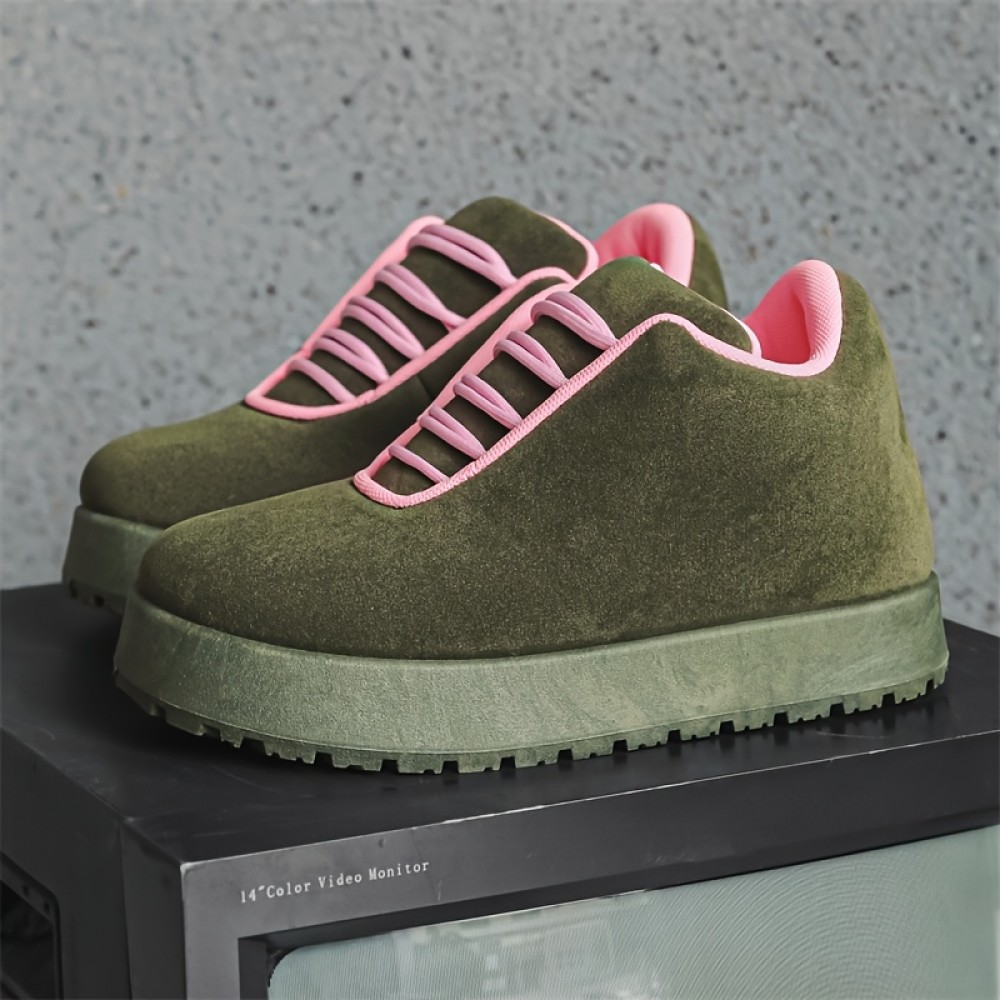 [Trendy Hip Hop Sneakers] Stylish Low-Top Men's Hip Hop Sneakers | American Style Lace-Up Shoes with EVA Sole, Fabric Lining, and Comfortable Round Toe for Casual Streetwear