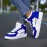 Unisex Mid-Top Sneakers - White & Blue accent, Lace-Up Closure, Cushioned MD Sole - All-Season Casual, Gym, Streetwear Shoes - Breathable Fabric Upper - for Men & Women - Everyday & Formal Events, Gym Footwear, Fashion Sporty Look, Comfortable Fit