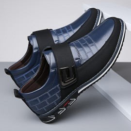 Men's Casual Business Shoes, Ultra-Thin Synthetic Upper, Rubber Sole, Closure, Round Toe - Suitable for All Seasons