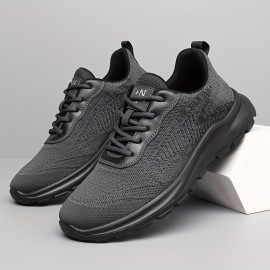 Men'S Breathable Knit Sneakers - Low-Top Casual Sneakers with Faux Upper, Fabric Lining & Durable Sole for Casual Attire, Gym, Skateboarding - Black, Sneakers, Gym Footwear, Sleek Shoe Design, Flexible Footwear