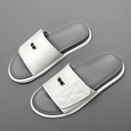 Men'S Fashion Slide Sandals - Summer Beach Shoes with Adjustable Hook & Loop Closure, Soft Faux Upper & Non-Slip Rubber Sole, Comfortable Casual Outdoor Streetwear for Vacation, Beach, Daily Wear, Beach Footwear, Vacation Style, Durable Traction Footwear