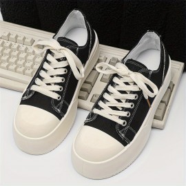 Women's Chunky Platform Derby Shoes - Round Toe Upper with Black & White Contrast Stitching, Thick Rubber Sole for All-Season Comfort, Versatile Casual & Formal Wear, Ladies Sneakers, Classic Laceup Style, Comfortable Fit, Everyday Sneakers, Stylish Sneakers, Durable Construction, Fashion Lovers