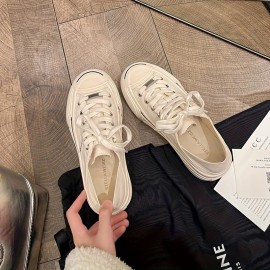 Women'S Chunky Platform Shoes - Slip-On/Lace-Up Closure, Cushioned Insole & Non-Slip Rubber Sole - White Casual Sneakers for Everyday, Office, Parties - Easy-Clean Shoes for All-Day Comfort, Ladies Sneakers, Party Footwear, Round Toe Design, Durable Traction Footwear, Office Footwear, Classic Design, Comfortable Lining, Comfortable Footwear, Fashion Lovers