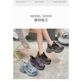 Women's Rhinestone-Encrusted -Style Chunky Platform Sneakers - Height-Increasing Thick-Soled Rhinestone-Toe & Heel, Round-Toe Casual s (Purple) | All-Season /PVC/Rubber for Parties, Prom, Casual Attire - No-Washable