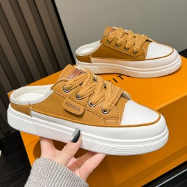 Summer Women's Slip-On Korean Style Commuter Sandals - Lightweight Casual Shoes with Round Toe, Breathable Upper & EVA Cushioned Insole, Low-Top Versatile Design for All-Season Wear, Sandals for Wide Feet, Stylish Slipons, Durable EVA Sole