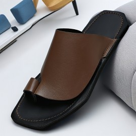 Men's Slip-On Sandals - Upper & Rubber Sole, Breathable Lightweight Design for Summer, Casual Home Walking Shopping, Black & Brown, EU 38-47, Everyday Slipons, Minimalist Slipons, Smooth Finish Shoes