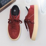 Men's Burgundy Low-Top Dopamine Shoes - Lace-Up Sneakers with Glossy Burgundy & Golden-Tan Trim, EVA Cushioned Arch, Solid Color Casual & Light Training Shoes for Spring/Fall, Skate Shoes, Gym, Semi-Formal - Minimalist Design, Durable -like Texture (No Laces Required) - Men's Fashion Sneakers with -like Upper & EVA Sole, Lace-Up Closure, Solid Color  Casual Sneakers for Men, Shoes for Men Casual, Mens Sneakers High Quality, Canvas Shoes, Wide Shoes for Men, Mens Sneakers