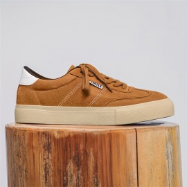 Men's Burgundy Low-Top Dopamine Shoes - Lace-Up Sneakers with Glossy Burgundy & Golden-Tan Trim, EVA Cushioned Arch, Solid Color Casual & Light Training Shoes for Spring/Fall, Skate Shoes, Gym, Semi-Formal - Minimalist Design, Durable -like Texture (No Laces Required) - Men's Fashion Sneakers with -like Upper & EVA Sole, Lace-Up Closure, Solid Color  Casual Sneakers for Men, Shoes for Men Casual, Mens Sneakers High Quality, Canvas Shoes, Wide Shoes for Men, Mens Sneakers