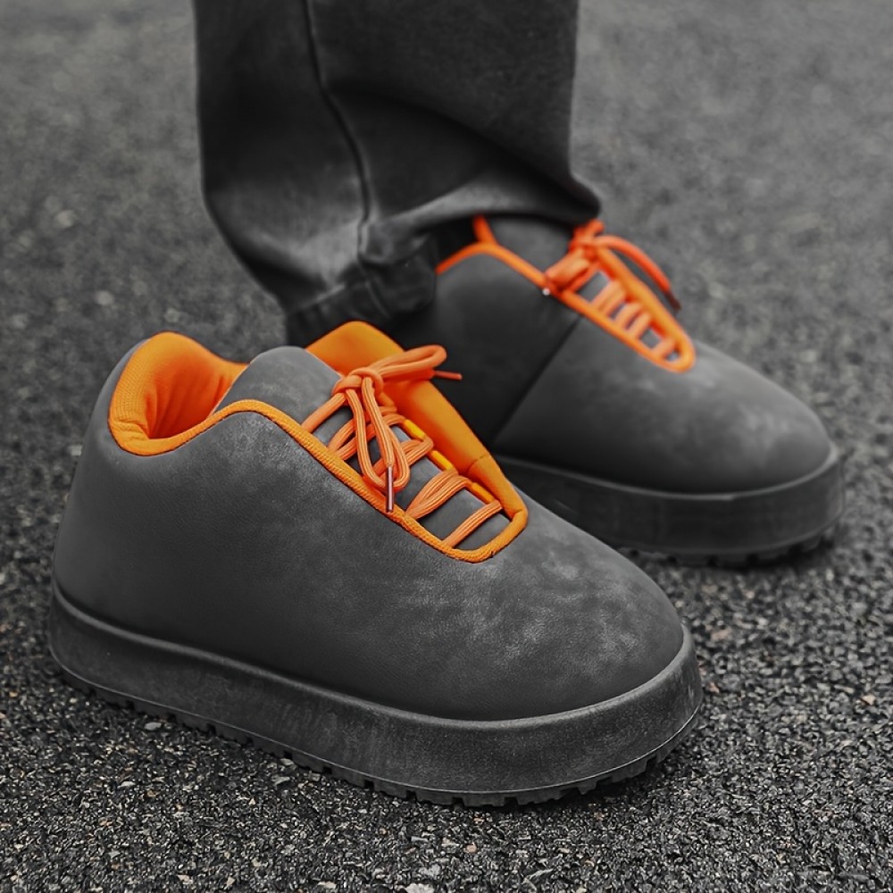 Men'S Retro Hip-Hop Style Solid Color Casual Sneakers - Lace-Up, Round Toe, Low-Top Design with EVA Sole and Fabric Lining for Comfort, Perfect for Casual Attire and Casual Attir