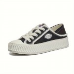 Casual Style Women's Canvas Sneakers - Convertible Slip-On or Lace-Up, All-Season Round Toe Flats with Rubber Sole, Comfortable Fabric Insole, Solid Color Fashionable Cookie Shoes - Hand Washable