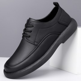[Everyday Comfort] Men's Casual Fashion Sneakers, Solid Color, All-Season Lace-Up Shoes with Microfiber Synthetic Upper, Faux Lining & Insole, Rubber Sole - Round Toe Daily Wear, Allseason Sneakers|Sleek Round Toe|Polished Shoe Design